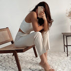 Pleated Casual High Waist Pure Color Slim-fit Basic Pants