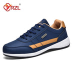 YRZL Men’s Waterproof Leather Walking Sneakers – Non-Slip Casual Sports Shoes for Spring and Autumn
