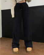 Women's Solid Color Loose Fleece Casual Pants