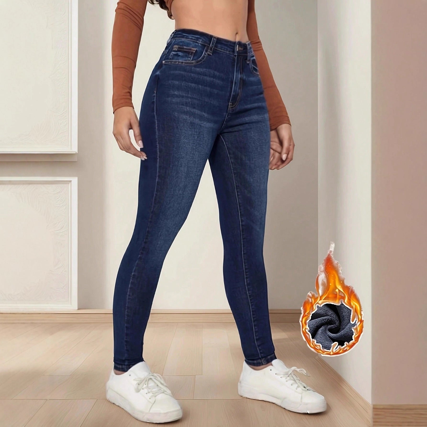 Women's Fleece-lined Elegant And Comfortable Skinny Jeans