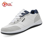 YRZL Men’s Waterproof Leather Walking Sneakers – Non-Slip Casual Sports Shoes for Spring and Autumn