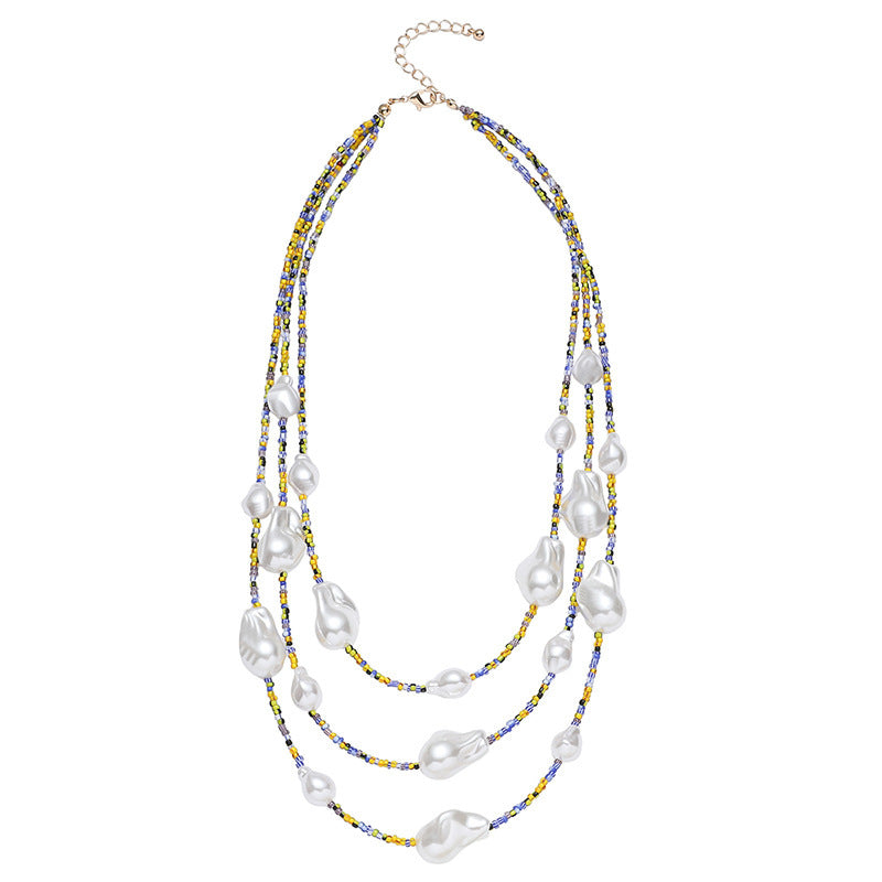 Multi-layer Sweater Clavicle Chain European And American Retro Irregular Baroque Shaped Necklace