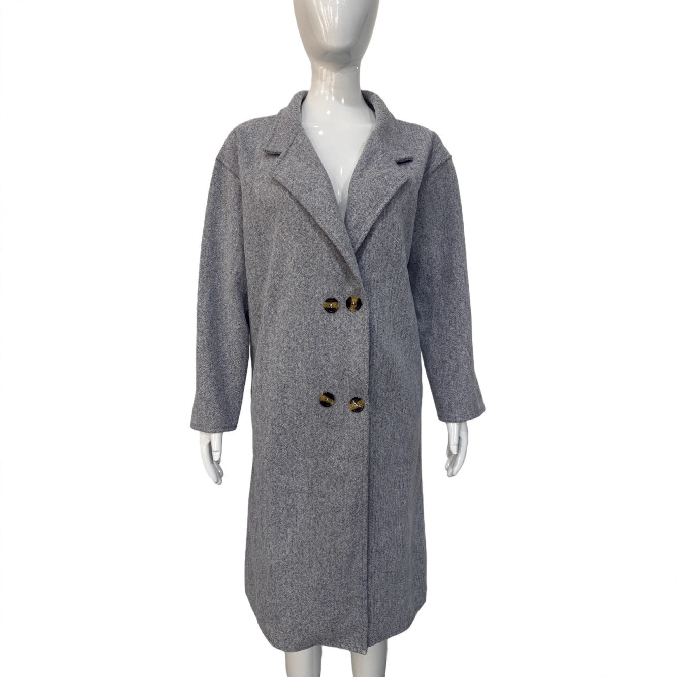 Women's Mid-Length French Hepburn Style Retro Slim Wool Coat
