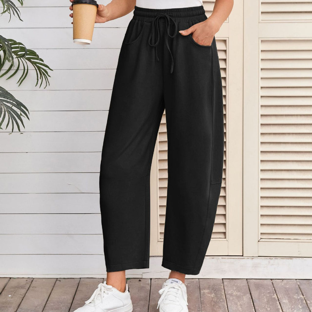 Fashion Loose Sports Drawstring Pocket Cropped Sweatpants