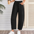 Fashion Loose Sports Drawstring Pocket Cropped Sweatpants