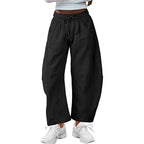 Fashion Loose Sports Drawstring Pocket Cropped Sweatpants