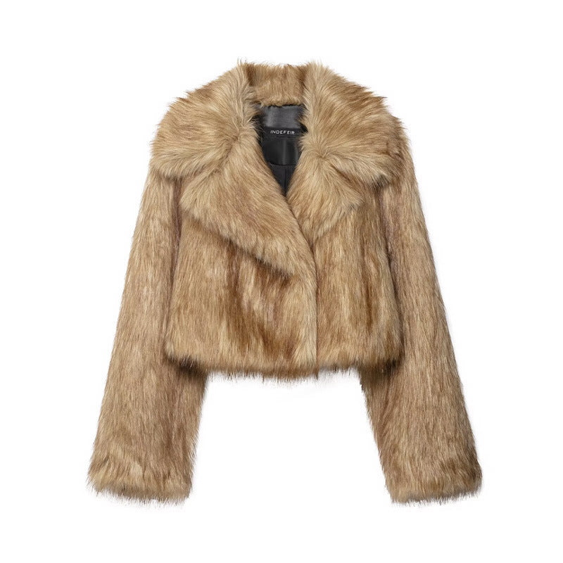 Women's Casual Artificial Fur Effect Short Coat