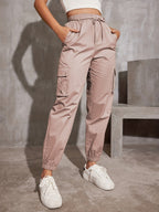 High Waist Wide Leg Ankle-tied Sports Pants