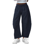 Fashion Loose Sports Drawstring Pocket Cropped Sweatpants