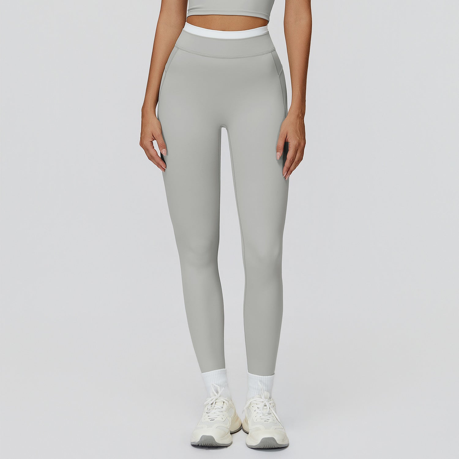 High Waist Contrast Color Tight Trousers Running Fitness Clothes