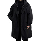 Men's False Two Pieces Hooded Mid-length Trench Coat