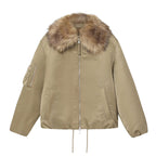 Women's Simple Detachable Fur Collar Cotton Coat