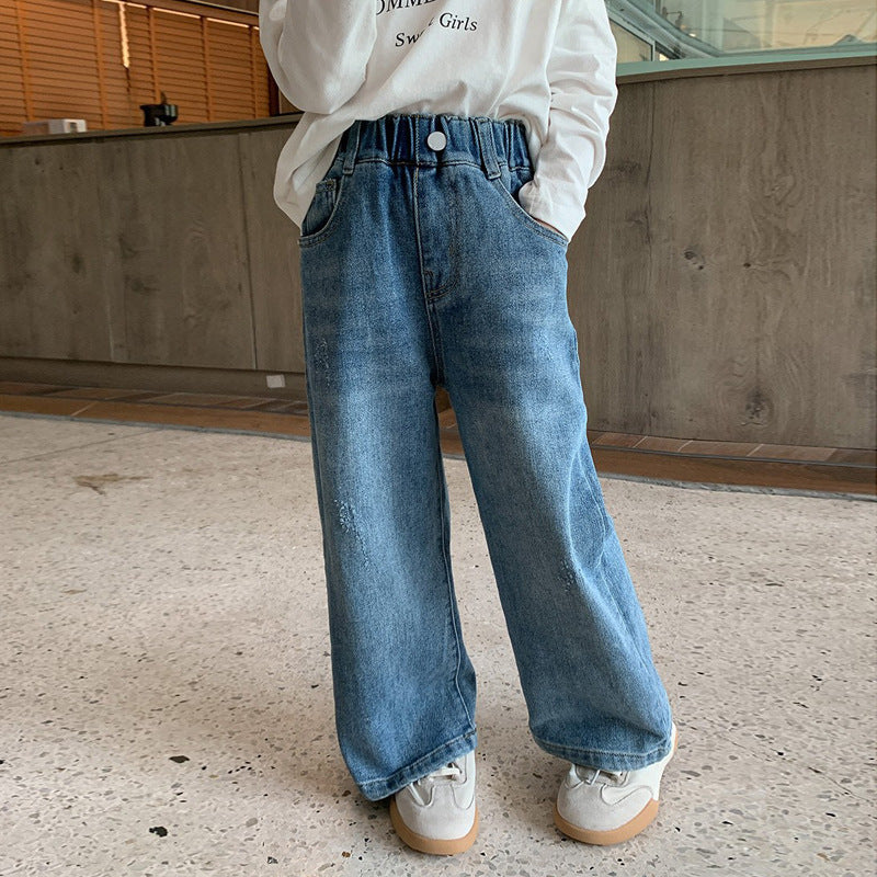 Fashionable Trousers Girls Casual All-matching Straight Pants