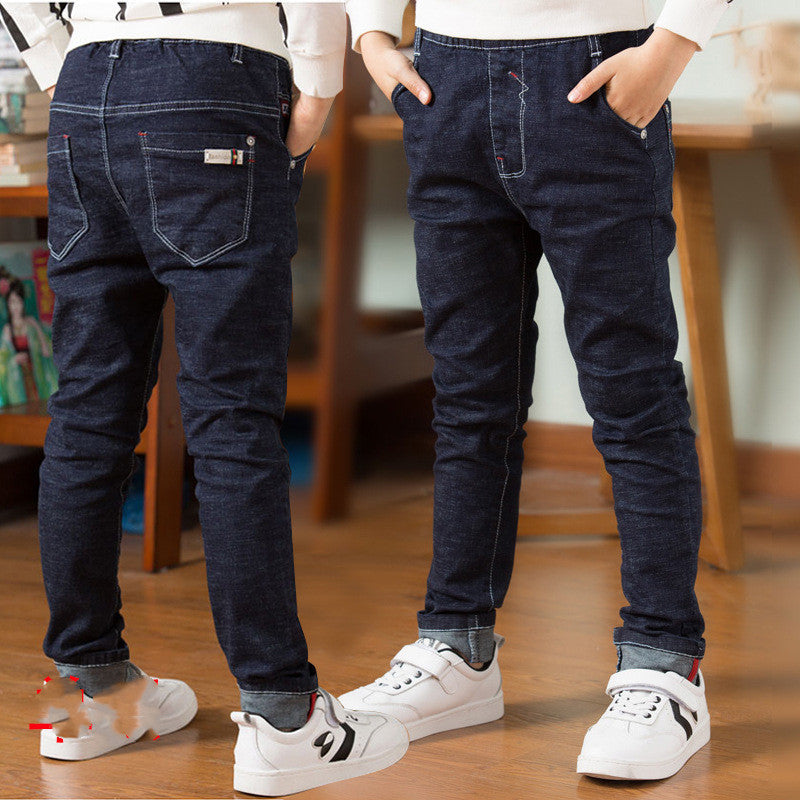 Boys' Jeans With Thick Fleece, Winter Children's Casual Wear