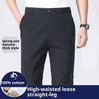 Men's Loose Plus Size Casual Straight-leg Cotton Trousers