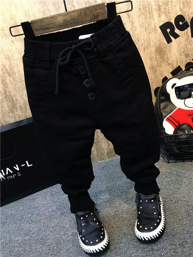 Boy's personality thickening plus velvet jeans