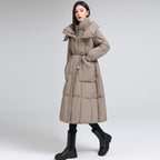 Knee-length Warm Cotton Coat Loose Thicken Waist-cinching Padded Jacket