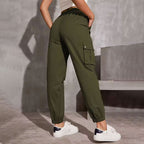 High Waist Wide Leg Ankle-tied Sports Pants