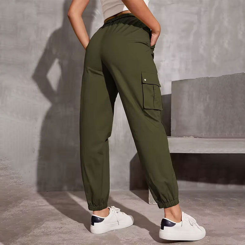 High Waist Wide Leg Ankle-tied Sports Pants