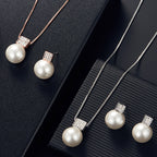 Versatile Square Pearl Earring and Necklace Jewelry Set