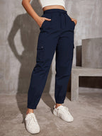 High Waist Wide Leg Ankle-tied Sports Pants