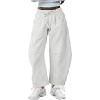 Fashion Loose Sports Drawstring Pocket Cropped Sweatpants