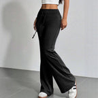 Women's Solid Color Spring High Waist Drawstring Straight Loose Casual Pants
