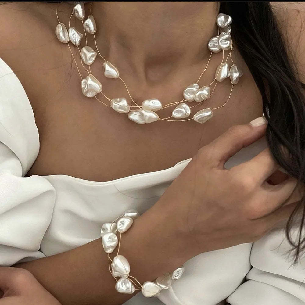 Versatile Baroque Pearl Necklace Bracelet For Women