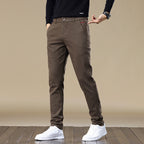 Men's Fleece-lined Slim Fit Tapered Casual Pants