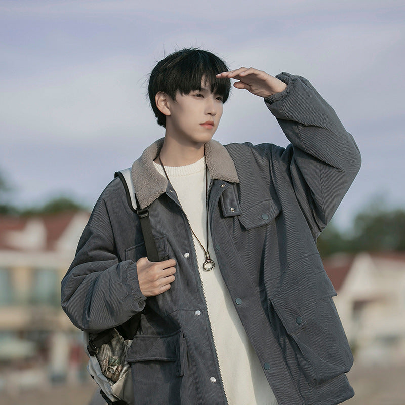 Retro Fashion Mens Workwear Cotton Coat Tide