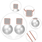 Versatile Square Pearl Earring and Necklace Jewelry Set