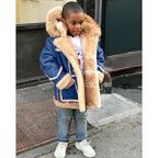 Boys' Warm Fur All-in-one Fashion Hooded Jacket