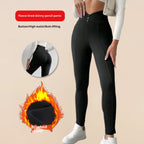 Brushed Leggings V Waist Button Casual Pants