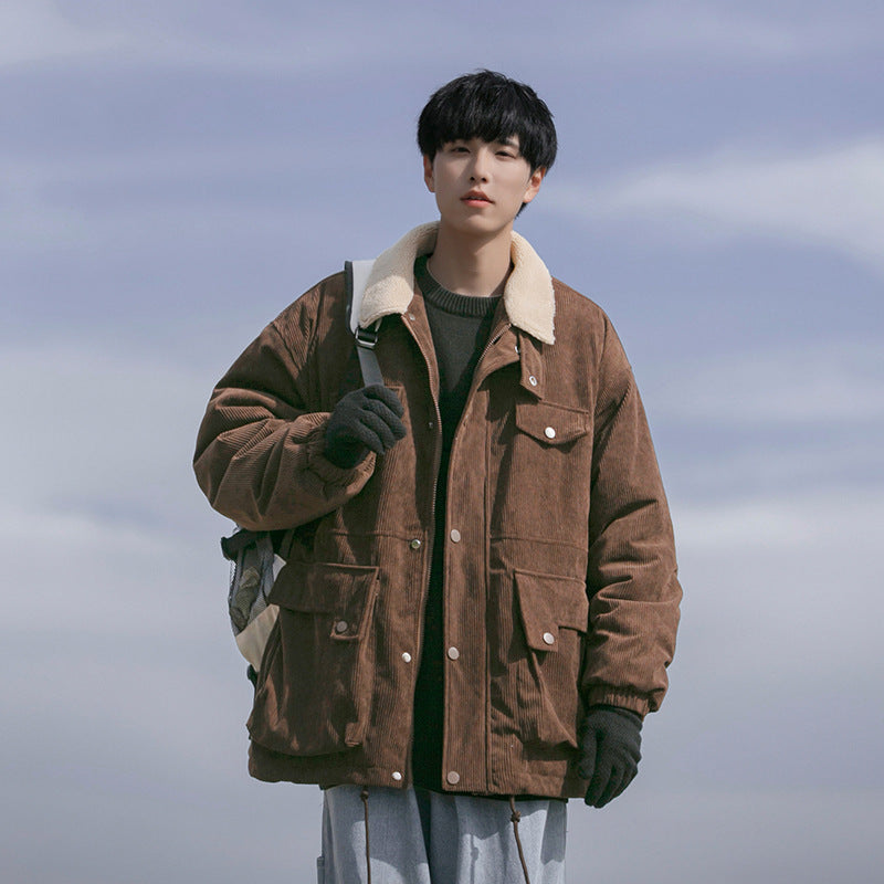 Retro Fashion Mens Workwear Cotton Coat Tide