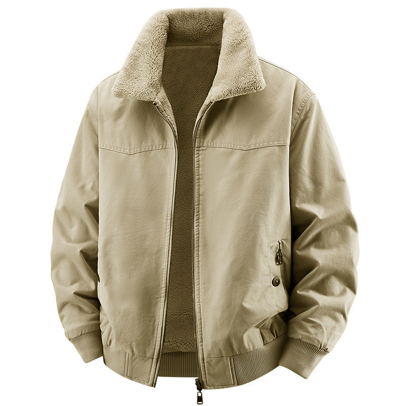 Men's Loose Casual Fleece-lined Thick Style Double-sided Warm Jacket