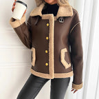 Women's Lamb Wool Locomotive Style Thick Coat