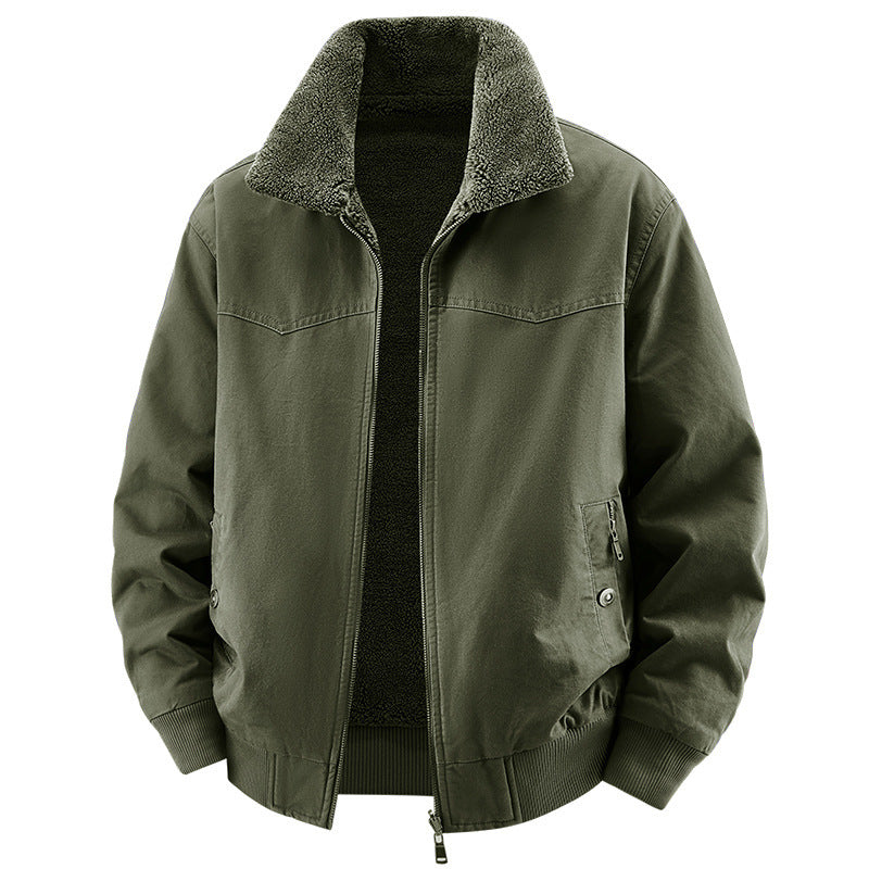 Men's Loose Casual Fleece-lined Thick Style Double-sided Warm Jacket