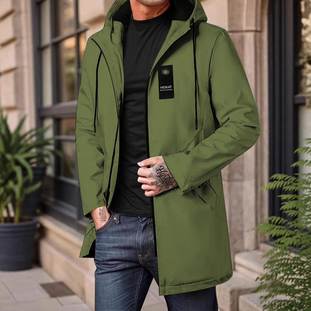 Mid-length Men's Hooded Casual Workwear Shell Jacket