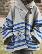 Winter New Women's Loose Retro Printed Woolen Coat