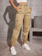 High Waist Wide Leg Ankle-tied Sports Pants