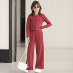 Girls' Simple Brushed Warm Straight-leg Pants