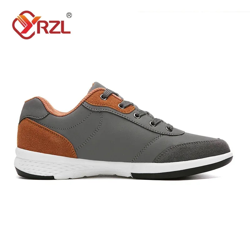 YRZL Men’s Waterproof Leather Walking Sneakers – Non-Slip Casual Sports Shoes for Spring and Autumn