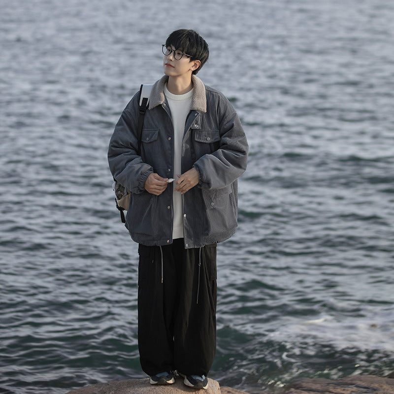 Retro Fashion Mens Workwear Cotton Coat Tide