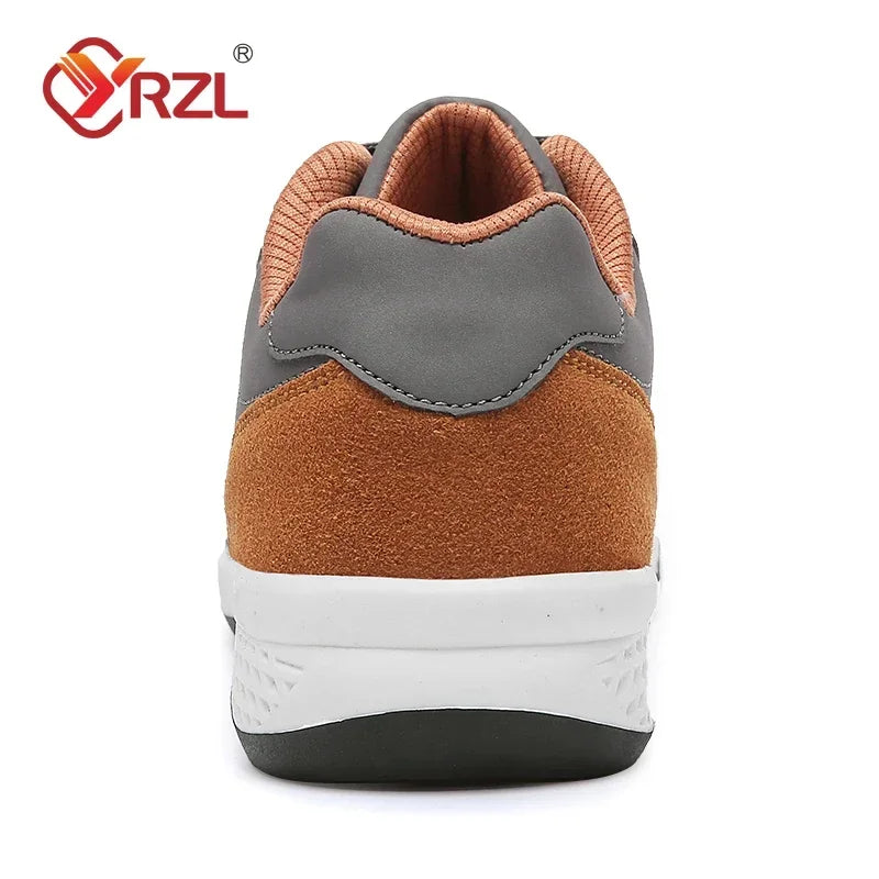 YRZL Men’s Waterproof Leather Walking Sneakers – Non-Slip Casual Sports Shoes for Spring and Autumn