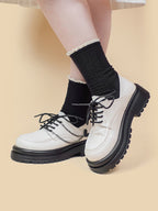 Thick Soled White Small Leather Shoes For Women