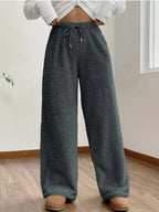 Women's Solid Color Loose Fleece Casual Pants