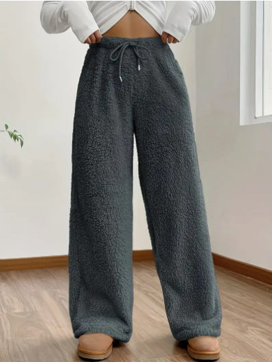 Women's Solid Color Loose Fleece Casual Pants