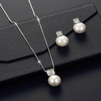 Versatile Square Pearl Earring and Necklace Jewelry Set