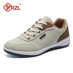 YRZL Men’s Waterproof Leather Walking Sneakers – Non-Slip Casual Sports Shoes for Spring and Autumn