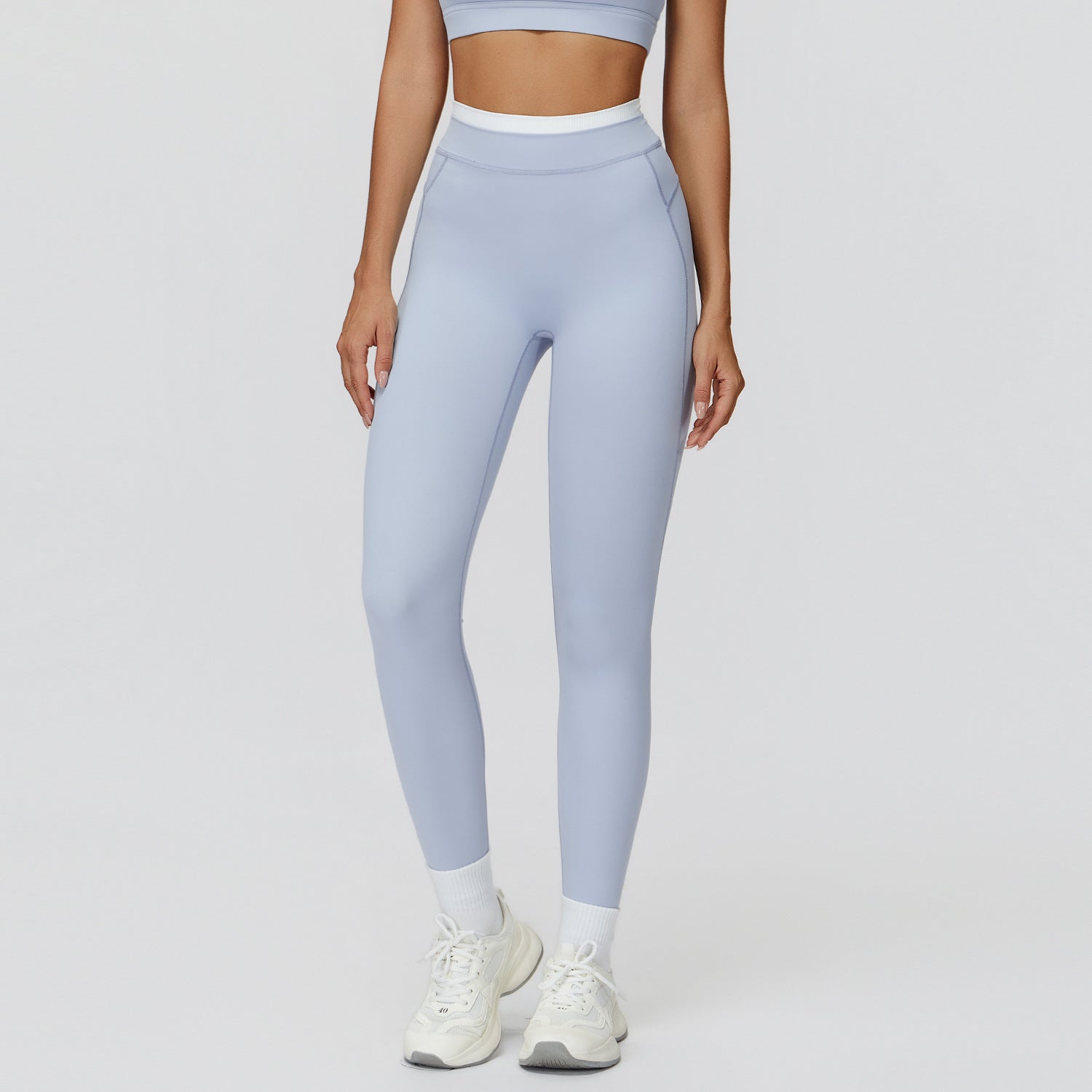 High Waist Contrast Color Tight Trousers Running Fitness Clothes